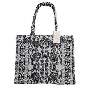 A New Day Jacquard Boxy Tote Book Handbag Pockets Hardside Pockets New With Tags